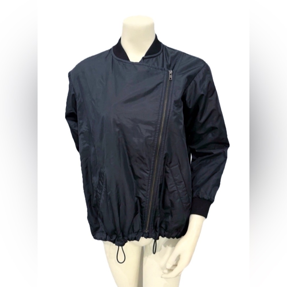 Madewell Black Bomber Jacket XS Asymmetrical Zip Oversized Lightweight